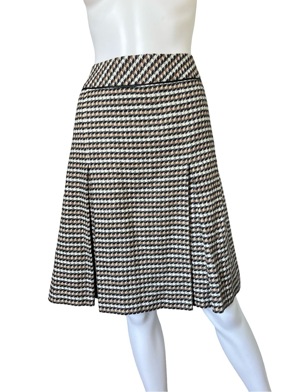 Talbots Houndstooth Skirt Pleated Black Brown Academia Womens Plus Size 16W
